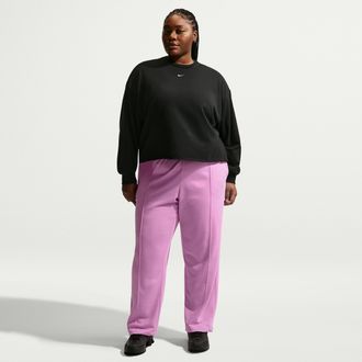 Nike Womens Nike Sportswear Chill Terry Mid-Rise French Terry Open Hem Pants (Plus Size) in Purple | IO6945-503
