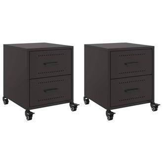 Berkfield Home Bedside Cabinets 2 pcs Black 36x39x43.5 cm Steel