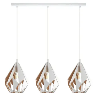 Loops Hanging Ceiling Pendant Light White & Gold Geometric 3x 60W E27 Kitchen Island