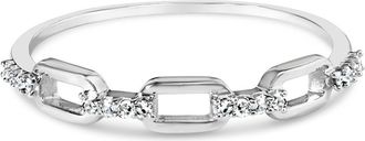 House of Brilliance Silver Diamond Accent Paperclip Band Ring in White at Nordstrom, Size 8