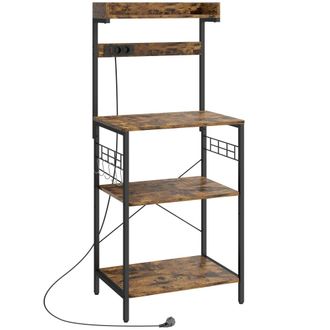 HOMCOM Estanter&iacute;a de cocina 60x42x137 cm marr&oacute;n r&uacute;stico y negro