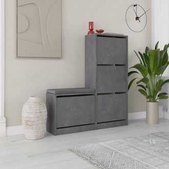 Dmora Zapatero Velma, Mueble Para 8 Pares, 4 Puertas, 8 Compartimentos, 105x26x119h Cm Gris