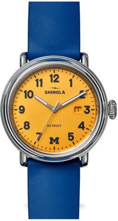 Shinola Detrola Wolverine Rubber Strap Watch, 41mm in Maize at Nordstrom