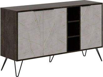 Dmora Aparador Ashlesha, Bufé de salón, Aparador de salón, Despensa de cocina, 142x36 h83 cm, Marrón y Azul claro - Dmora