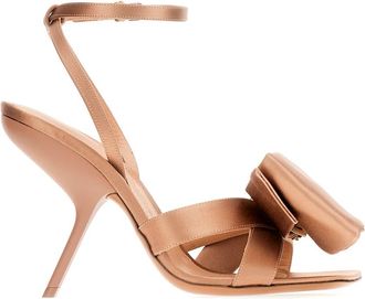 Ferragamo Helena Satin Sandal - Dames - Sandalen met hakken - Bruin - 36 EU - Satijn - Schoenen
