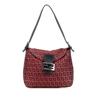 Fendi Womens Baguette Ff Logo Pattern Handbag - Brown Textile - One Size