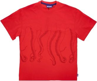 Octopus Tentakels Logo Rood T-shirt Mannen - Heren - T-shirts - Rood - XL - Katoen - Tops