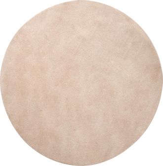 Beliani Alfombra Redonda De Lana Alfombra Decorativa Tejida A Mano Sal&oacute;n 140 Cm Beige Vasco