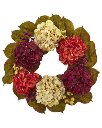 Nearly Natural 20In. Hydrangea Berry Artificial Wreath