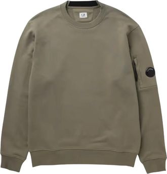C.P. Company C.P. Company - Sudadera de cuello redondo de forro polar con relieve diagonal y lente - Sweatshirts & Hoodies - Hombre - Verde - XL
