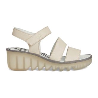 FLY London BEXY575FLY Mousse Leather Womens Heels Sandals - Off White - Size:UK 4