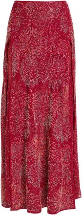 Paco Rabanne Bead-embellished Chiffon Maxi Skirt - Red - 38 (UK10 / S)