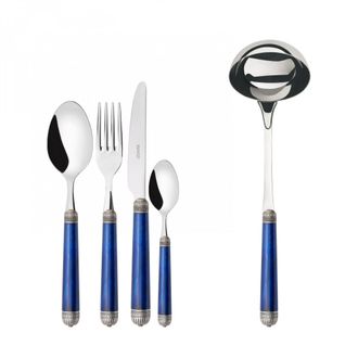 Bugatti Dorico Ghiera Argento Anticato, Posate Set 49 Pz, Scatola Gallery, Casa Bugatti - Colore: Blu