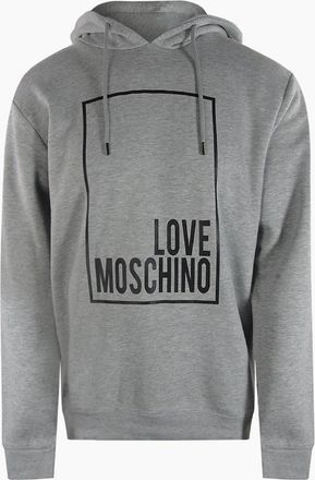 Love Moschino Mens Love Moschino Box Logo Grey Hoodie - Size: 44