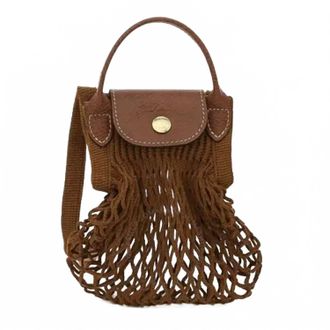 Longchamp Fillet Knit Crosbody Bag In Tobbaco