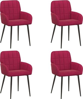 vidaXL Sillas De Comedor 4 Uds. Terciopelo Rojo Vino 57 X 50 X 85 Cm Vidaxl