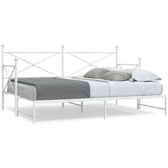 vidaXL Div&aacute;n Con Nido Sin Colch&oacute;n Blanco 90x200 Cm Acero Vidaxl