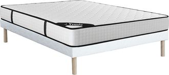 Vente-Unique Conjunto 140 x 190 cm somier tapizado + colch&oacute;n de muelles ensacados 7 zonas y viscoel&aacute;stica 22cm de grosor - LUREAN de YSM&Eacute;E