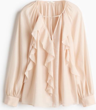 H&M Bluse mit Volants - Puderrosa