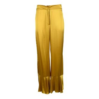 L'autre Chose Zijden Broek - Dames - Wijde Broeken - Geel - XS - Broeken