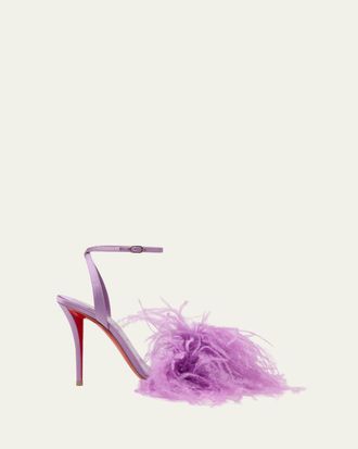 Christian Louboutin 100mm Miss Z Poupi Silk Feather Pumps