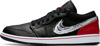 Nike Jordan Air Jordan 1 Low Brushstroke Swoosh - Black Red DA4659-001