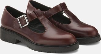 La Redoute Collections Leren open schoenen met profielzool
