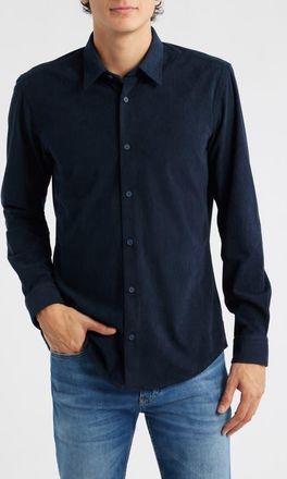 BOSS Roan Kent Corduroy Button-Up Shirt in Dark Blue at Nordstrom, Size Xx-Large