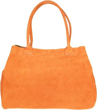 Girly HandBags Womens Expandable Italian Suede Leather Shoulder Bag (Orange)