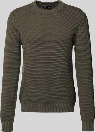 G-Star Strickpullover mit gerippten Abschlüssen in Anthrazit, Größe XXL