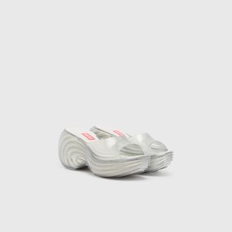 Diesel Platform mule in Melflex - Sandals - Woman - Silver