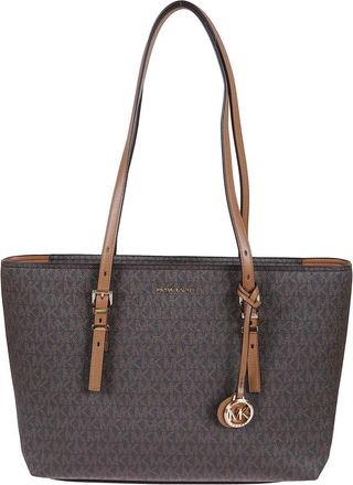 Michael Kors Quinn Medium Signature Logo en Leren Tote Bag - Dames - Shoppers - Bruin - ONE Size - Leer - Tassen
