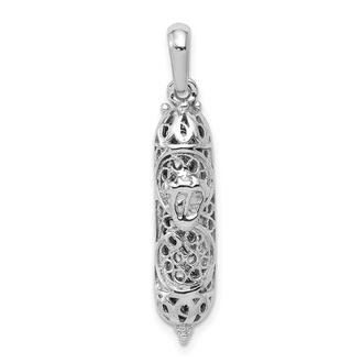 Diamond2Deal 14K White Gold 3D Mezuzah Pendant