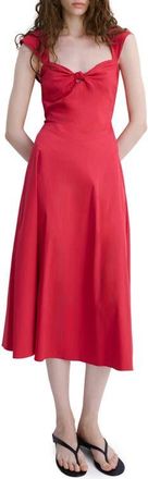 Mango Open Back Cotton Blend Midi Dress in Red at Nordstrom, Size 10