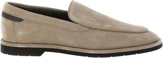 Brunello Cucinelli Beige Monile Suede Loafers