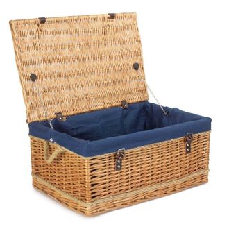 Red Hamper 62cm Rope Handled Picnic Basket with Navy Lining