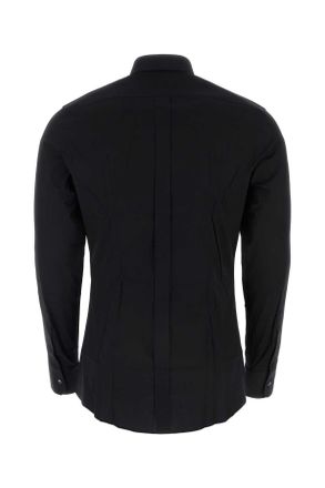 Dolce & Gabbana Mens Black Stretch Poplin Shirt Nero Exterior: Cotton Elastane Camicie