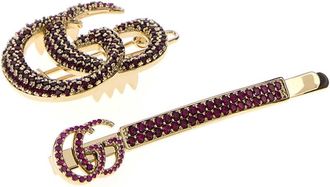 Gucci Womens Gg Marmont Hair Clips Gold Metal Pins Claws &