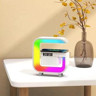 OEM L&aacute;mpara De Mesita De Noche Led Multifuncional Con Cargador Inal&aacute;mbrico, Altavoz Bluetooth, Iluminaci&oacute;n Ambiental Rgb Dormitorio, Color Blanco