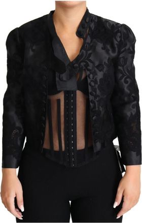 Dolce & Gabbana Transparant Kanten Corset Zijden Jas - Dames - Blazers - Zwart - XL - Leer - Jassen
