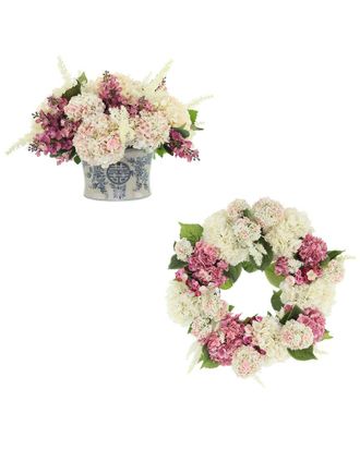 Creative Displays Inc. 24In Spring Wreath & Centerpiece With Ranunculus & Hydrangeas