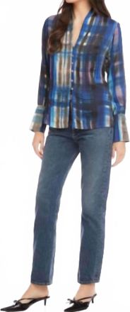 Fifteen Twenty V Neck Button Front Blouse In Print