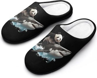 Generic Panda And Shark Cotton Slippers for Women Indoor Outdoor Slipper Slip-On Memory Foam Home Shoes