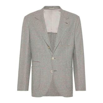 Brunello Cucinelli Gray Plaid Deconstructed Blazer, Brand Size 46 (US Size 36)