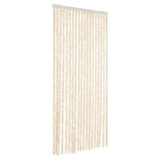 Berkfield Home Fly Curtain Beige & White 56x200 cm Chenille