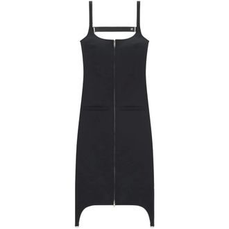 Courrèges Short Dresses, female, Black, XS, Black Maxi Dress with Strap Suspenders