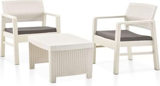 vidaXL Juego De Muebles De Jard&iacute;n 3 Piezas Pl&aacute;stico Blanco Vidaxl