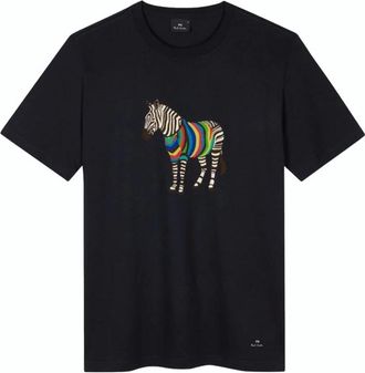 Paul Smith T-Shirts, male, Blue, L, Zebra Print Navy T-Shirt