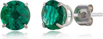MAX + STONE 10k Yellow or White Gold 6mm Round Checkerboard Cut Gemstone Stud Earrings