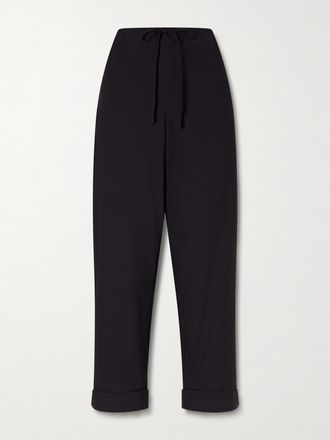 The Row Pantaloni Cropped A Gamba Larga In Cotone Delano - Nero
